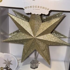 Wondershop Gold Glitter Star Tree Topper with LED Projection Lights New in Box